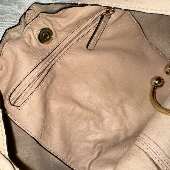 Large Beige Vince Camuto Soft Leather Hobo Bag with gold detailing - Picture 7 of 11